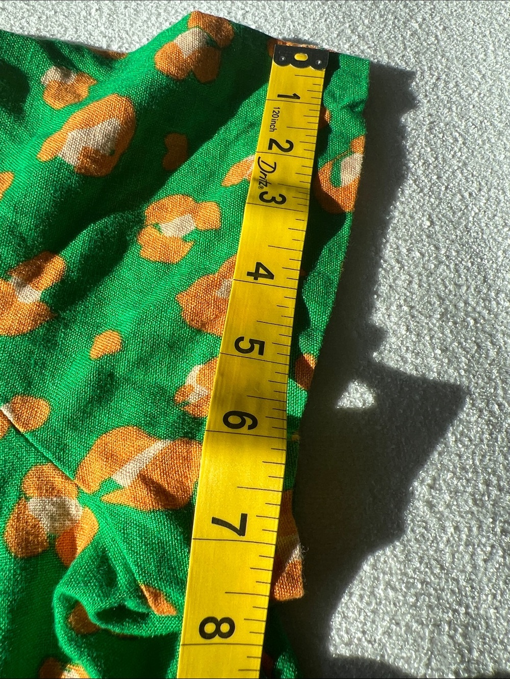 Woman’s Green and Orange Patchwork Floral Button-Down Linen Shirt - Picture 10 of 10